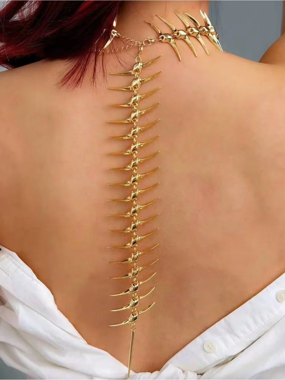NEW! Gold Spine Back Necklace. Statement Jewelry A2-61